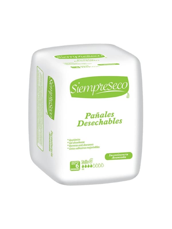Pañales Desechables Talla G Siempreseco 6 unidades