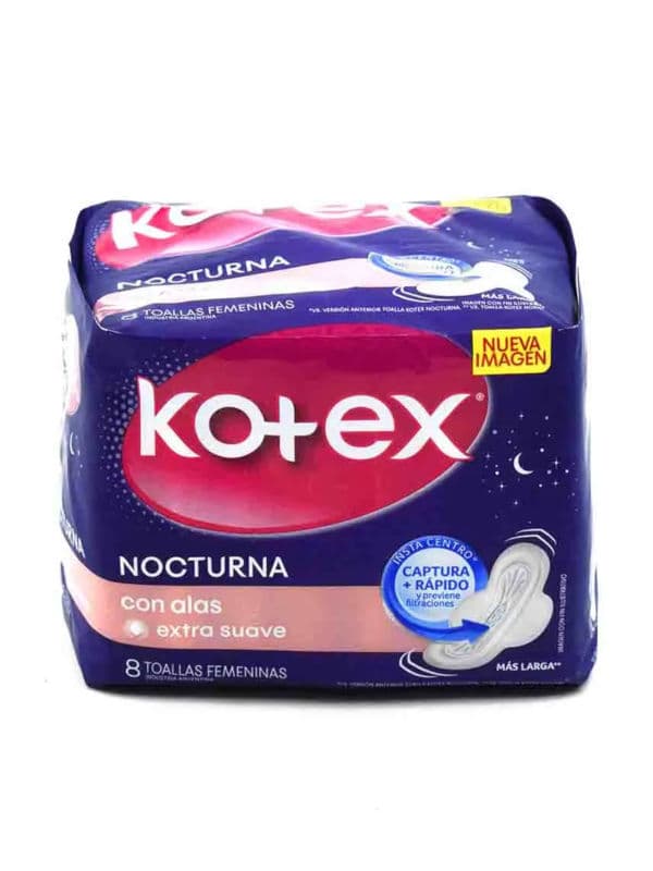 Toallas Femeninas Nocturna con alas Kotex 8 unidades