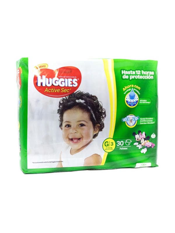 Pañales Desechables Active Sec Talla G Huggies 30 Unidades