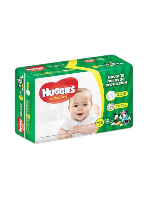 Pañales Desechables Active Sec Talla M Huggies 30 Unidades