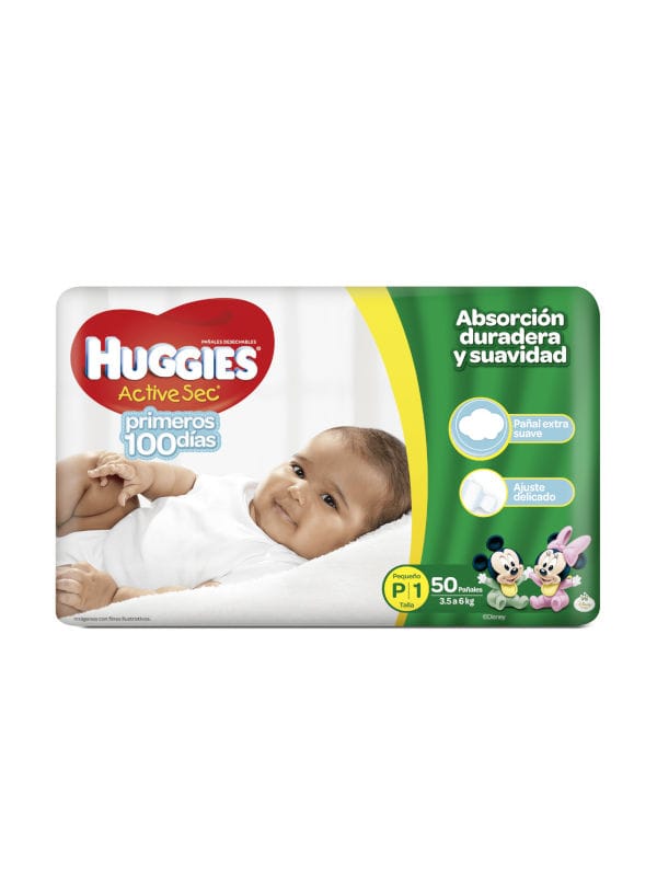 Pañales Desechables Active Sec Talla P Huggies 50 Unidades
