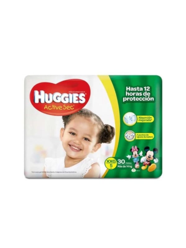 Pañales Desechables Active Sec Talla XXG Huggies 30 Unidades