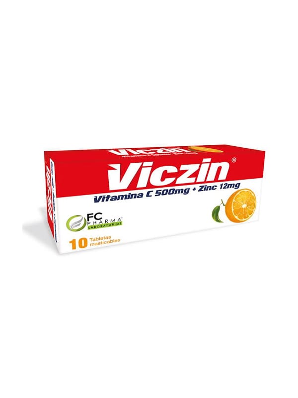 Viczin Vitamina C y Zinc 500/12 mg FC Pharma 10 Tabletas